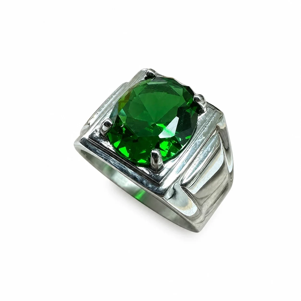 Bold 316 Stainless Steel Oval Stone Signet Ring