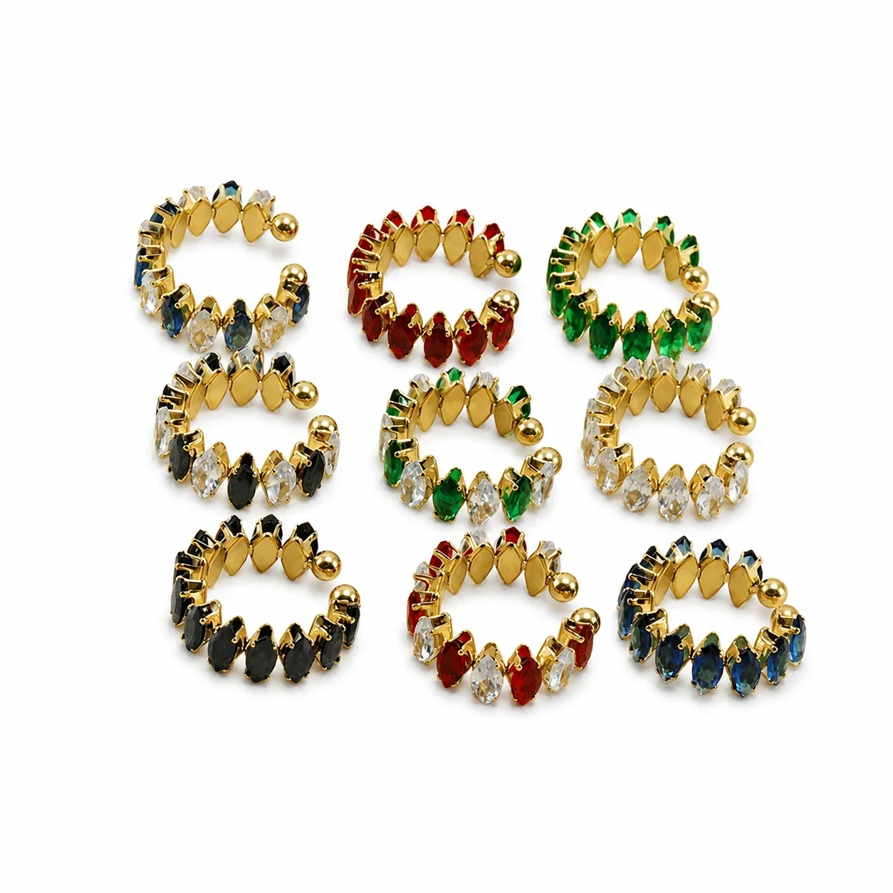 Ornate 18K Gold-Plated Marquise CZ Open Ring