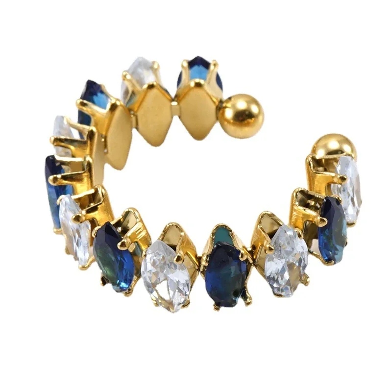 Ornate 18K Gold-Plated Marquise CZ Open Ring