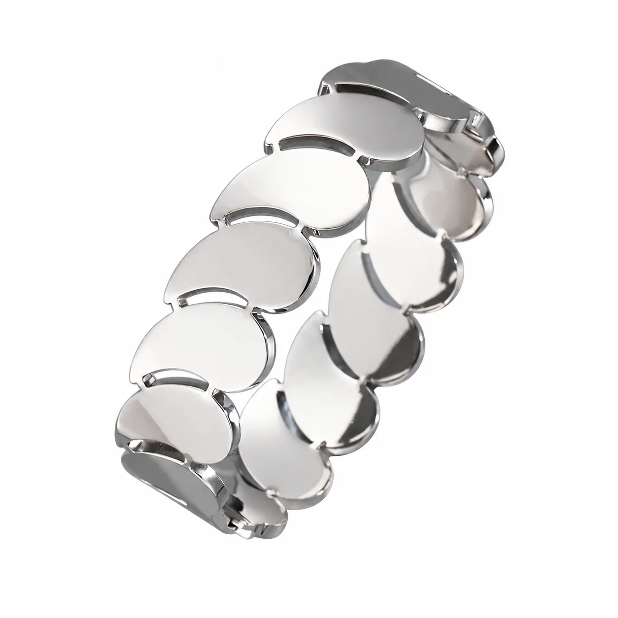 Silver-Plated Crystal Accent Bangle Bracelet, Stainless Steel - Silver Large Teardrop