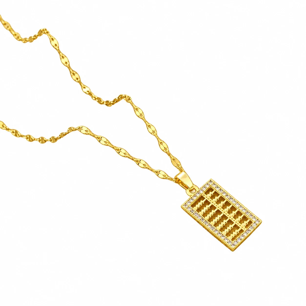 Hangerketting met structuurbol en staafschakels, goudverguld staal productfoto