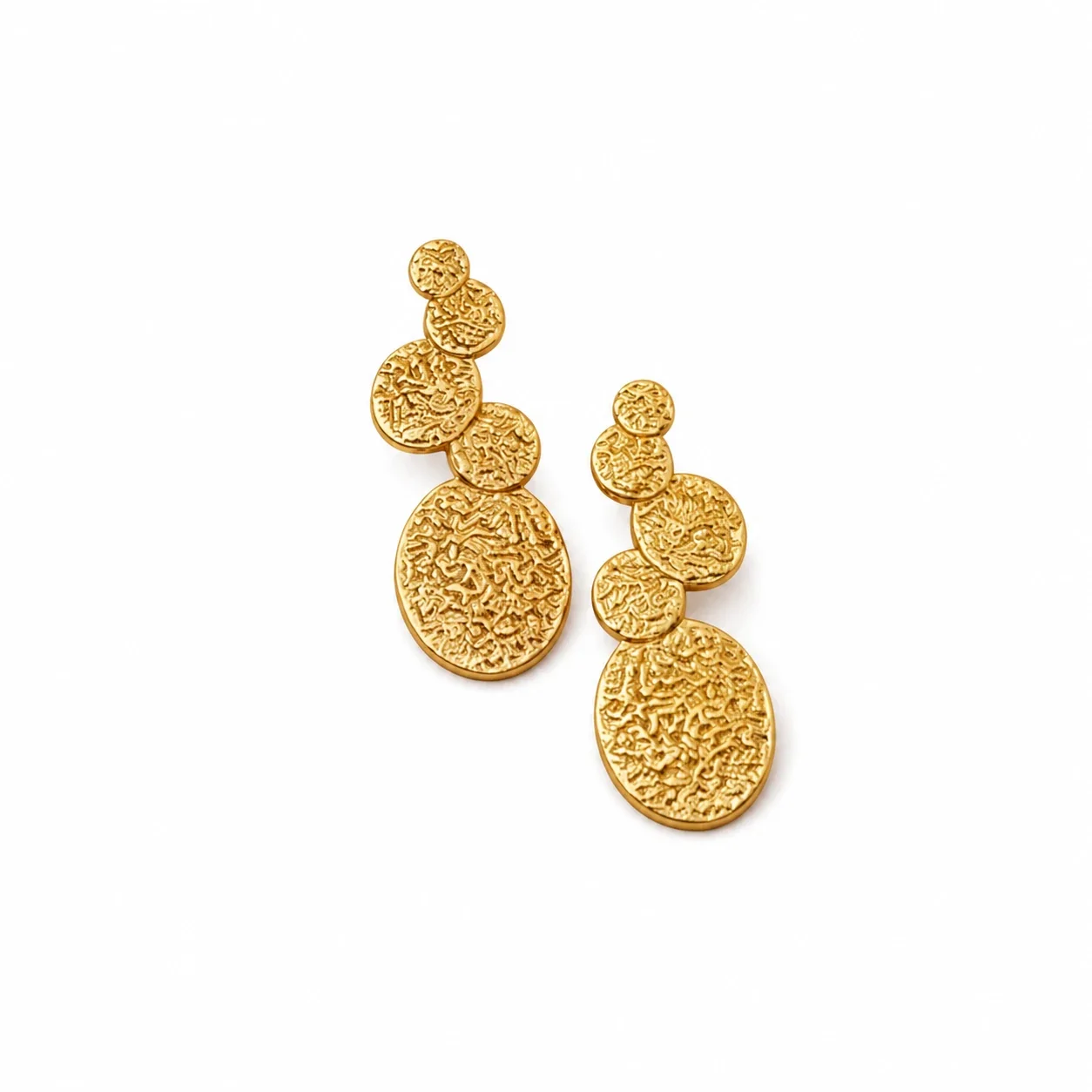 Sculpted Gold-Plated 316 Stainless Steel Disc Drop Earrings