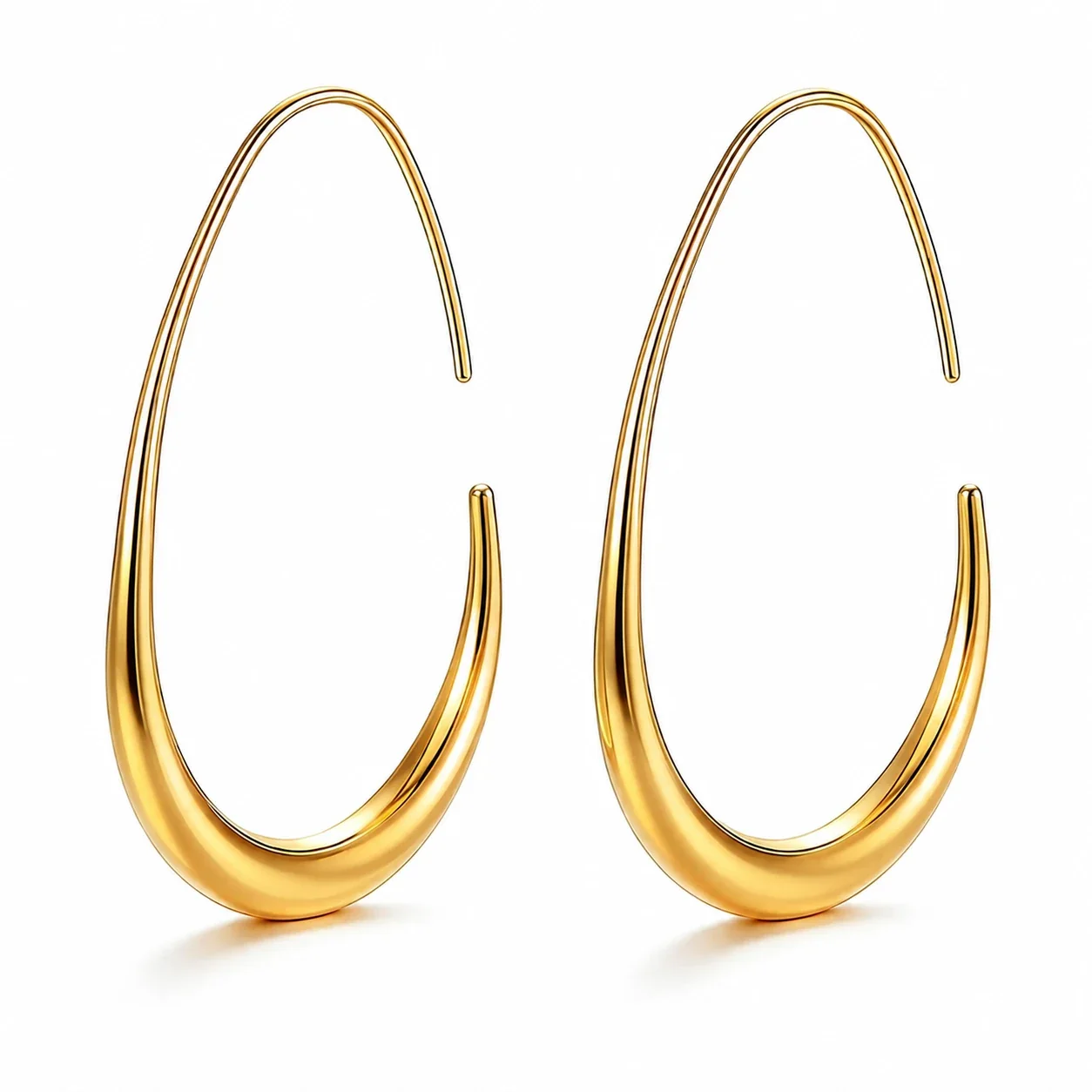 Sculptural 316 Stainless Steel Teardrop Hoop Earrings