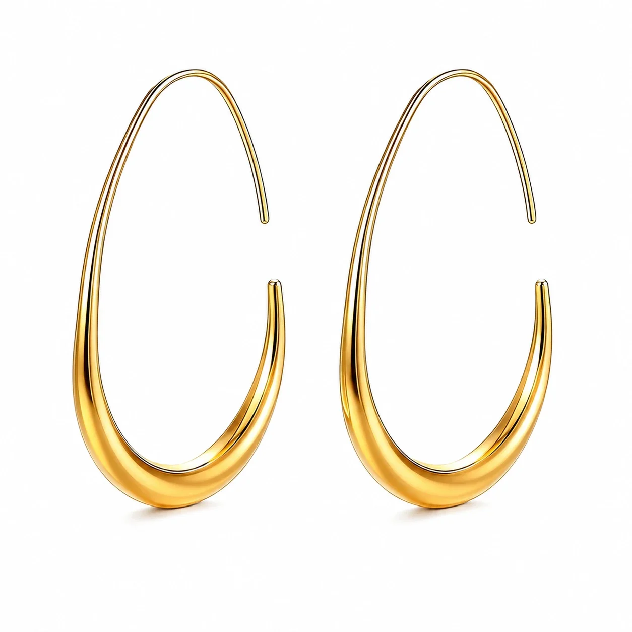 Sculptural 316 Stainless Steel Teardrop Hoop Earrings