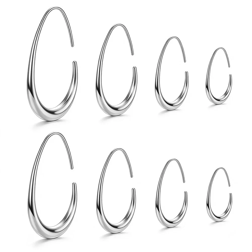 Sculptural 316 Stainless Steel Teardrop Hoop Earrings - Gold