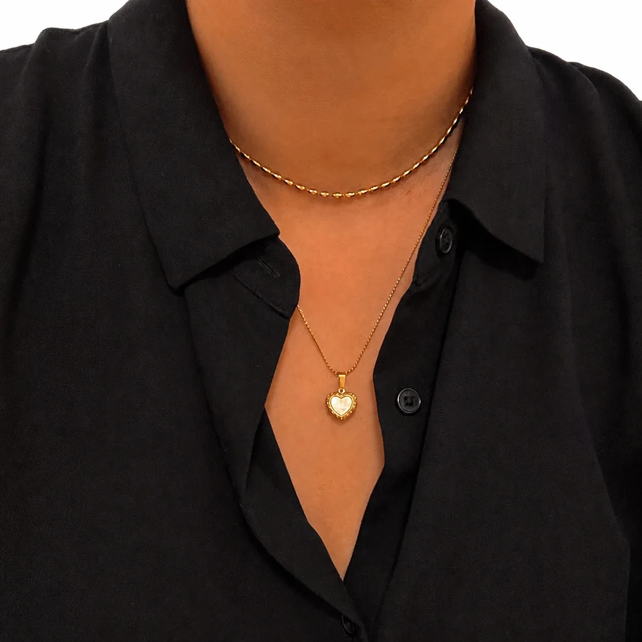 Polished Oval Bead 316 Stainless Steel Chain Necklace
