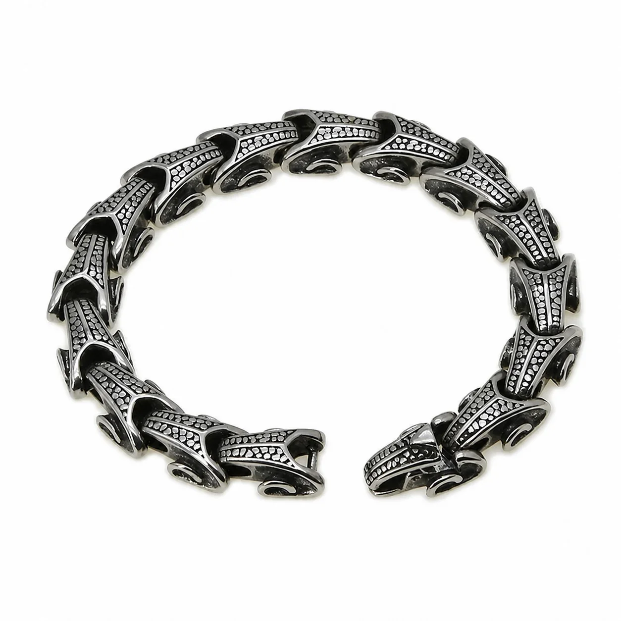 Antiqued 316 Stainless Dragon Link Chain Bracelet