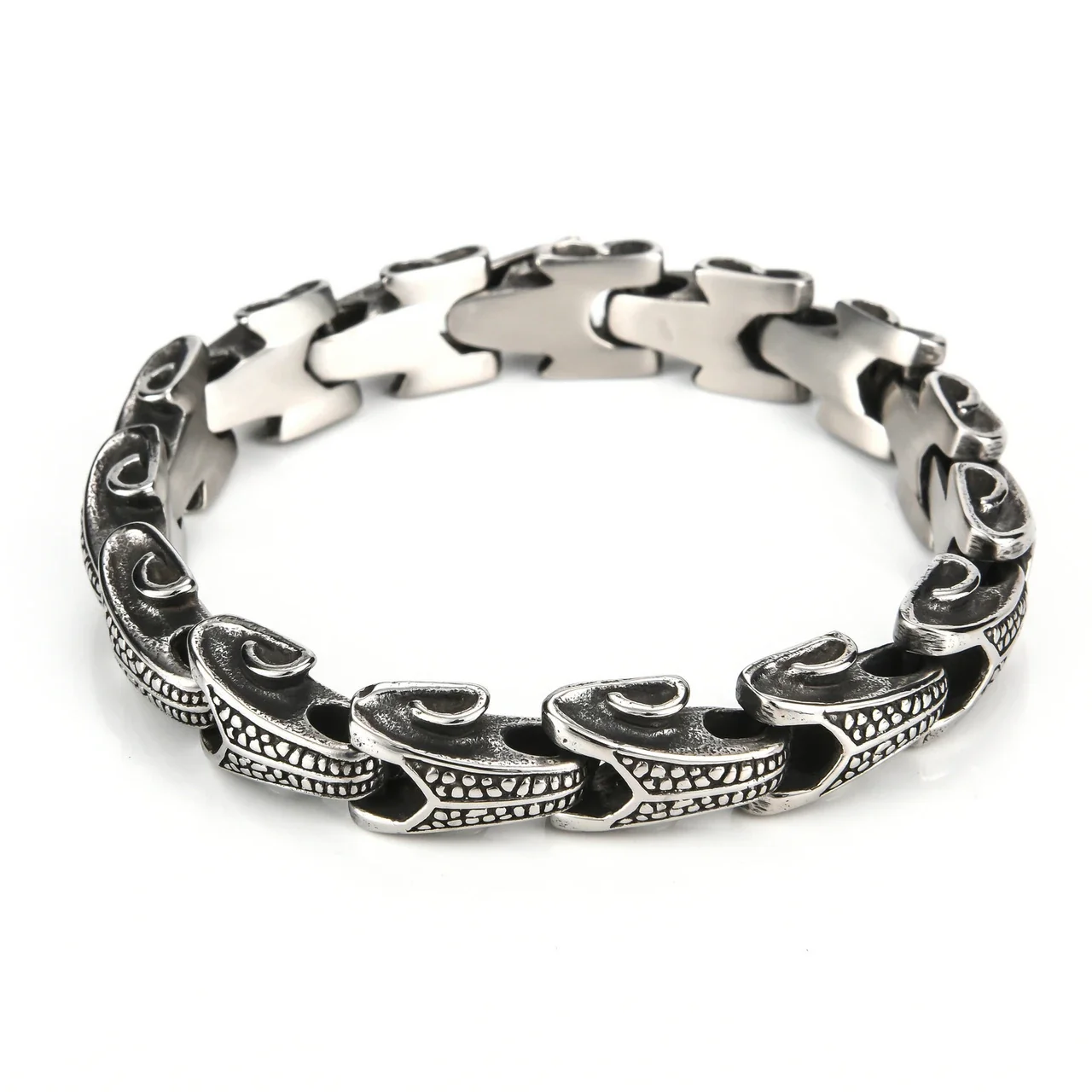 Antiqued 316 Stainless Dragon Link Chain Bracelet