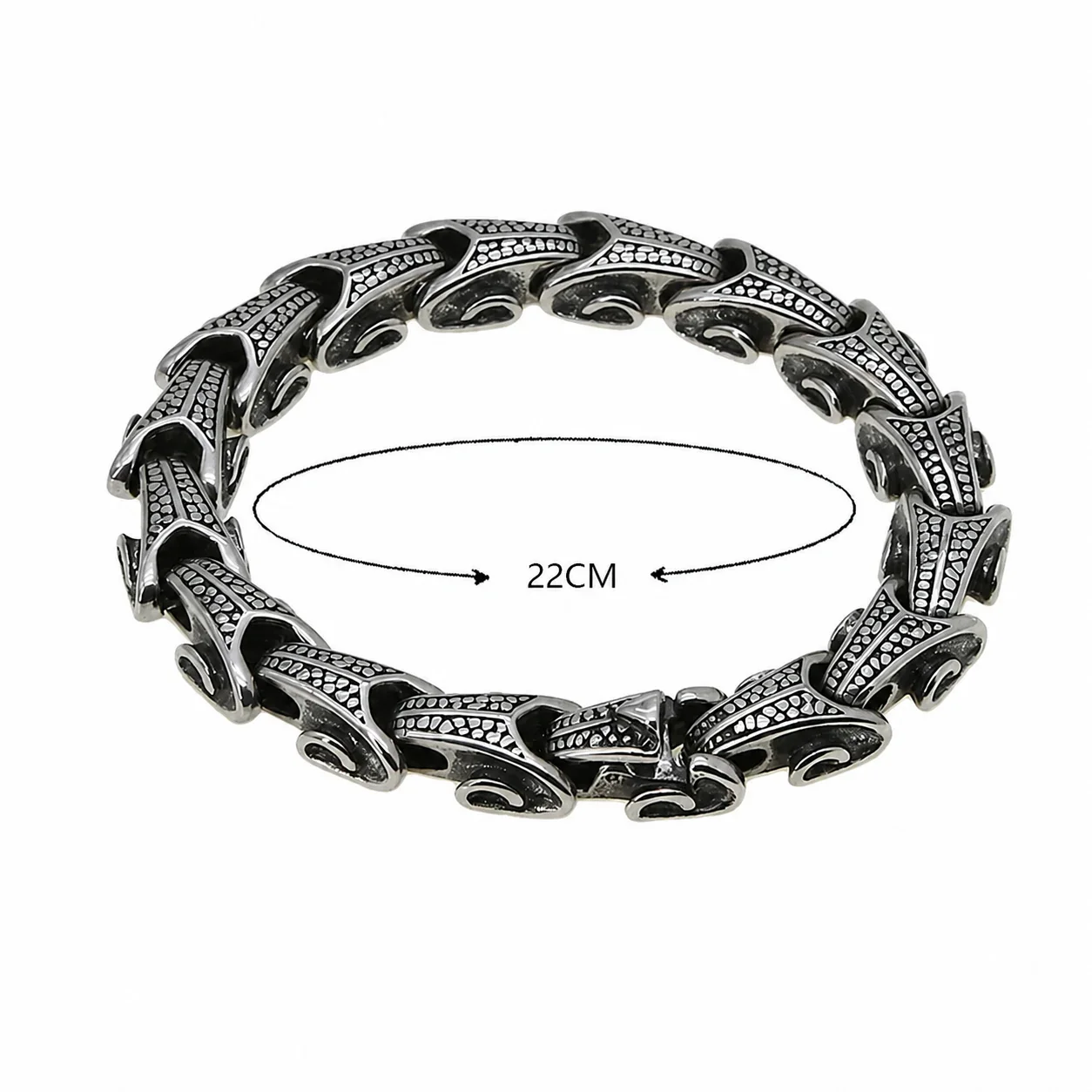 Antiqued 316 Stainless Dragon Link Chain Bracelet - Eagle Head