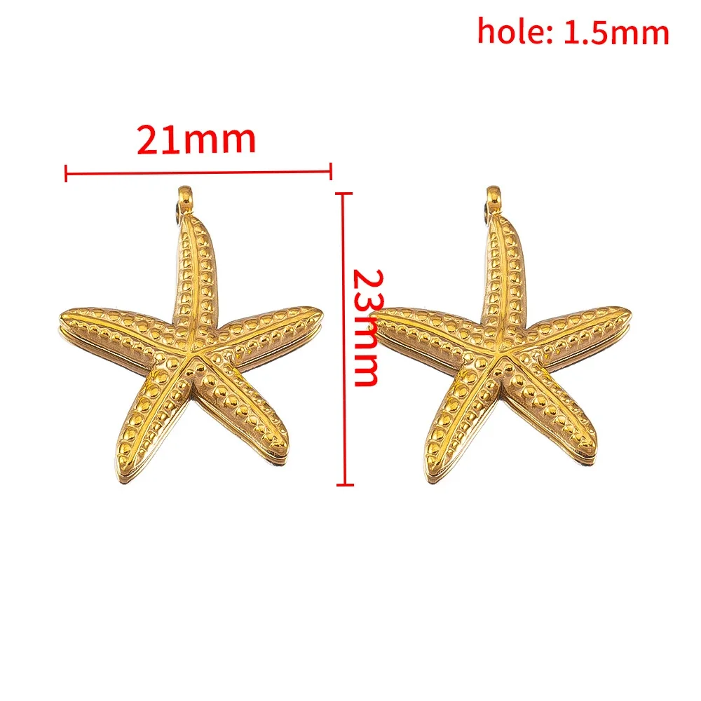 Coastal 18K Gold-Plated Starfish Shell Stainless Steel Pendant - Gold Large Slim Starfish