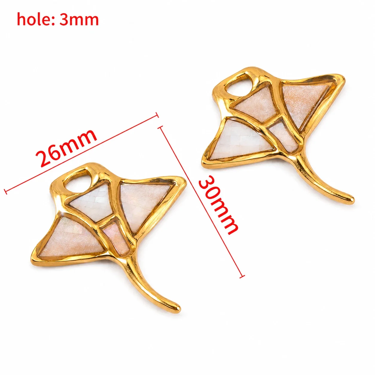 Coastal 18K Gold-Plated Starfish Shell Stainless Steel Pendant - White Manta Ray