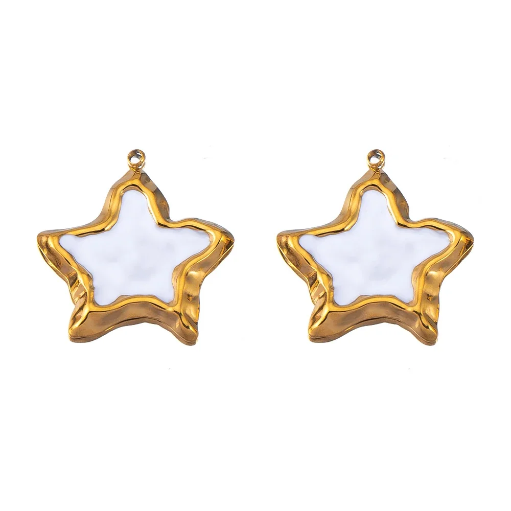 Coastal 18K Gold-Plated Starfish Shell Stainless Steel Pendant - White Star