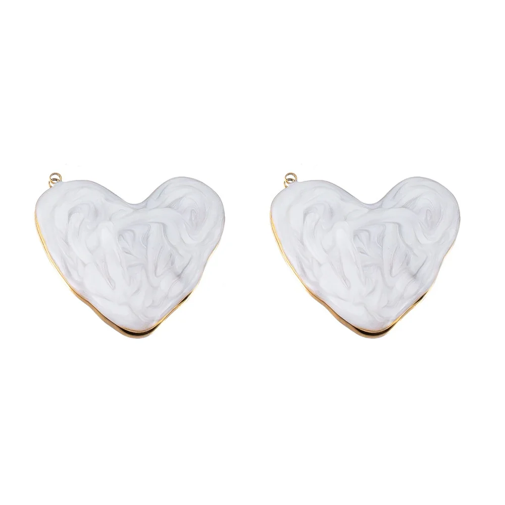 Coastal 18K Gold-Plated Starfish Shell Stainless Steel Pendant - White Heart