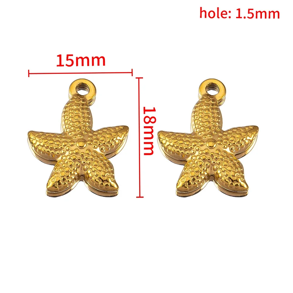 Coastal 18K Gold-Plated Starfish Shell Stainless Steel Pendant - Gold Starfish