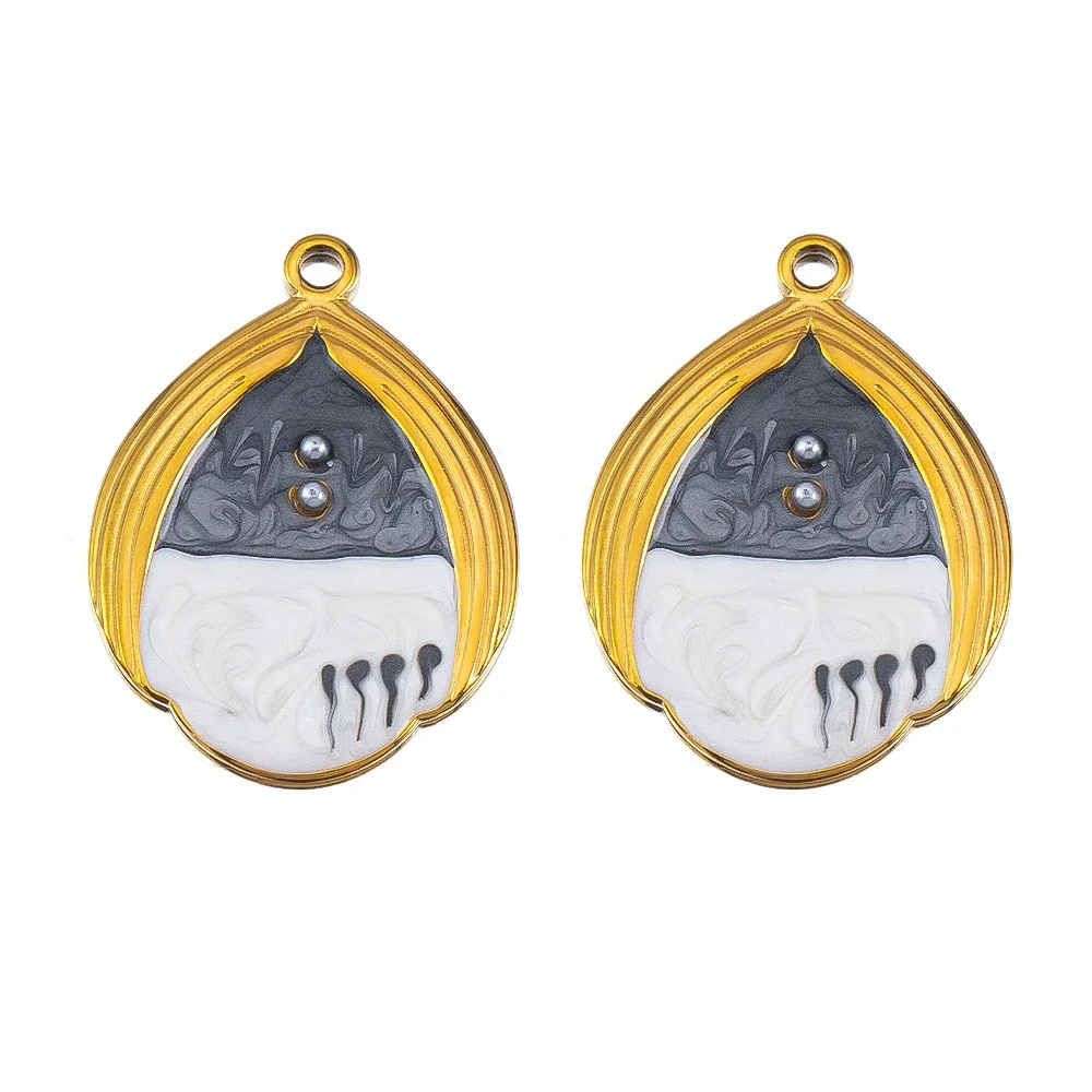 Coastal 18K Gold-Plated Starfish Shell Stainless Steel Pendant - Black Teardrop