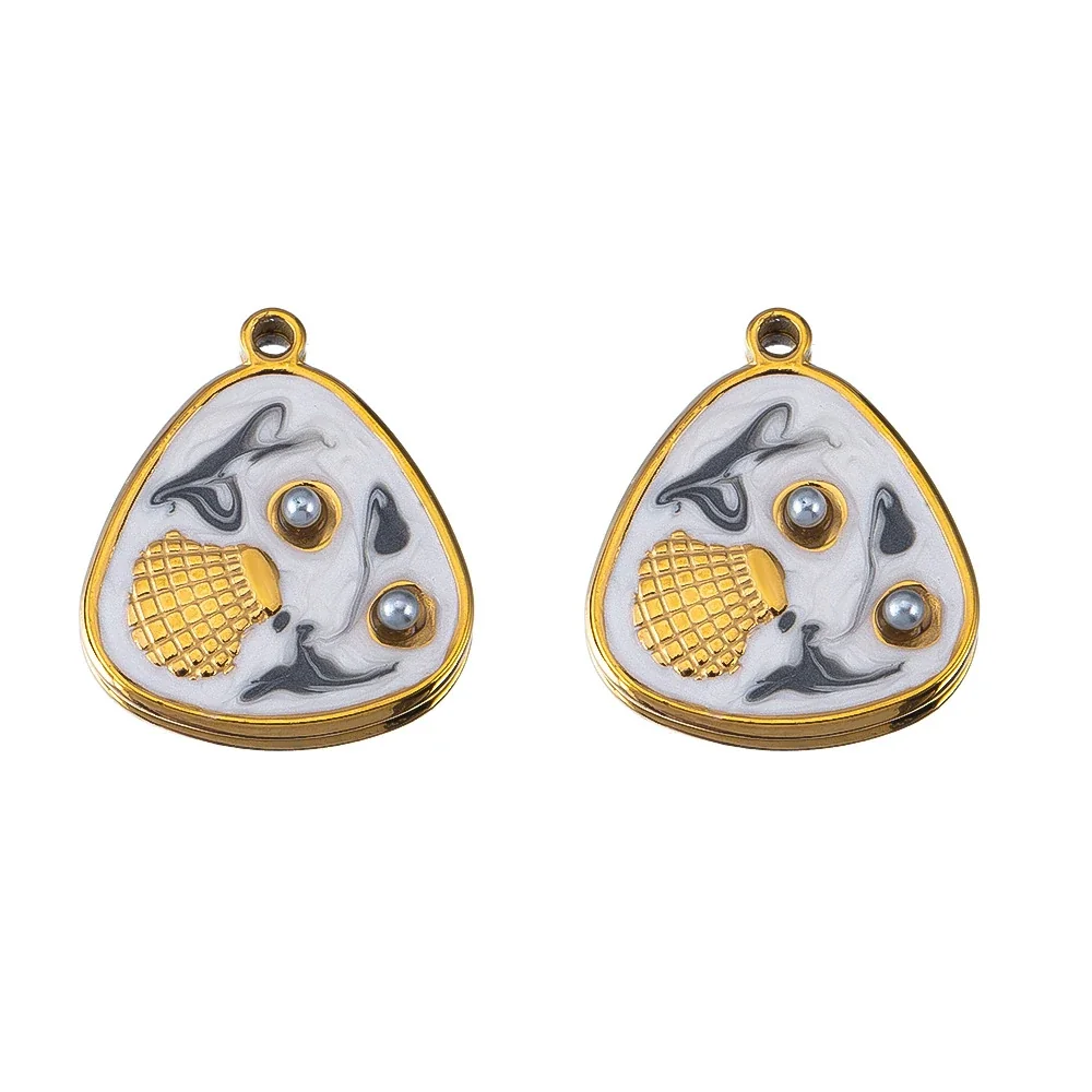 Coastal 18K Gold-Plated Starfish Shell Stainless Steel Pendant - Black Triangle