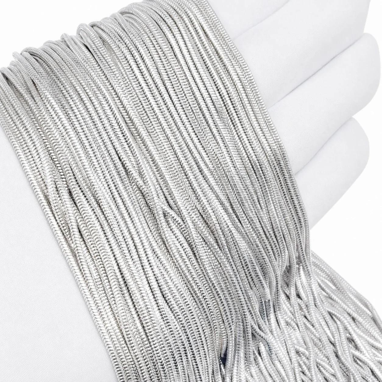 Sleek Stainless Steel Ribbed Snake Chain Necklace