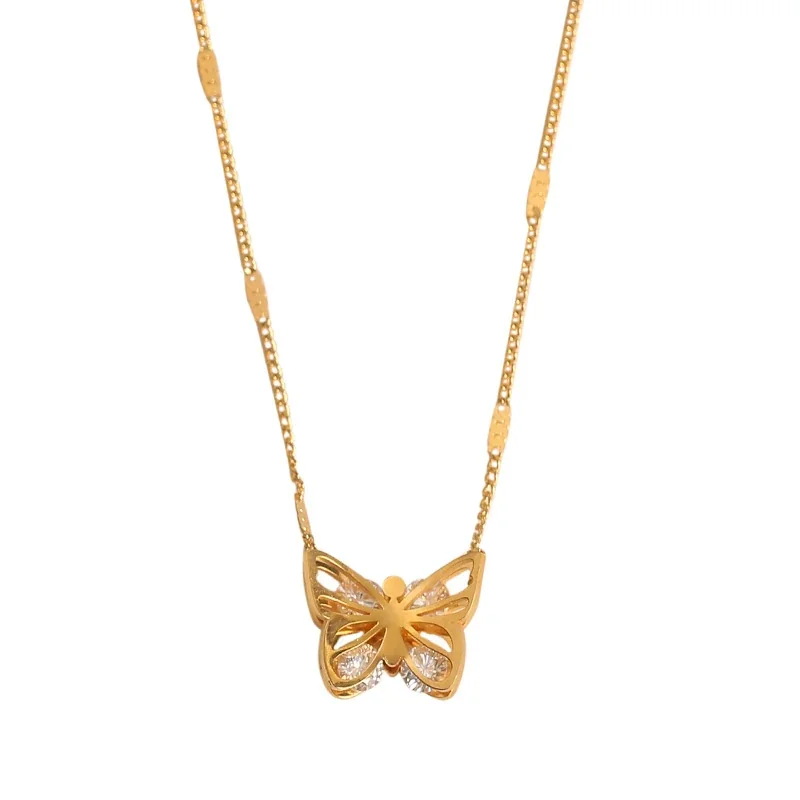 Foto prodotto: Butterfly Pendant Necklace with Crystal Wings, Stainless Steel