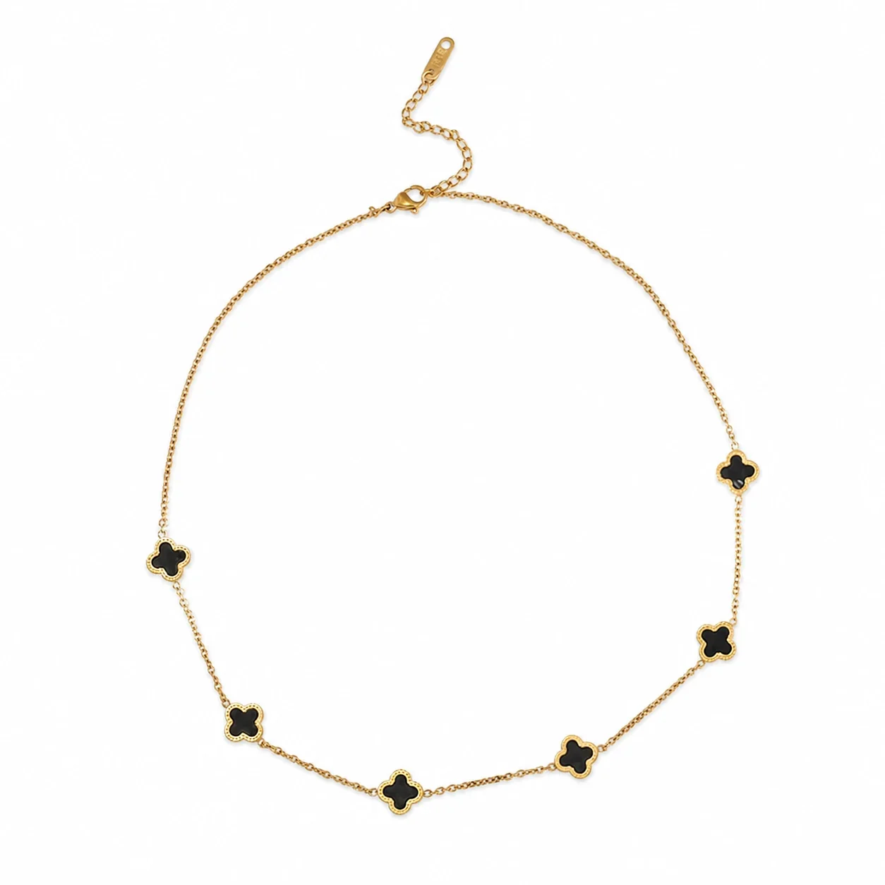 Refined Gold PVD Clover Station Chain Necklace