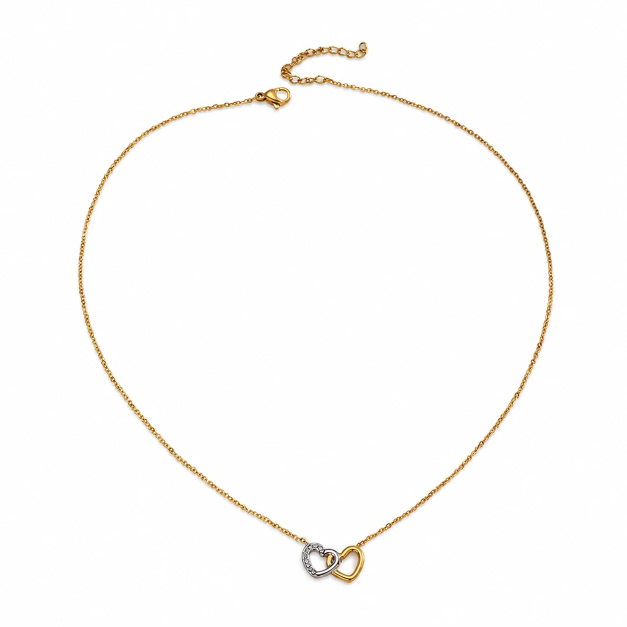 Interlinked 316 Stainless Steel Heart Pendant Necklace
