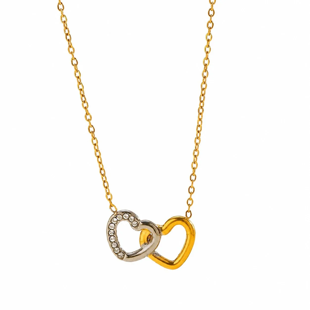 Interlinked 316 Stainless Steel Heart Pendant Necklace