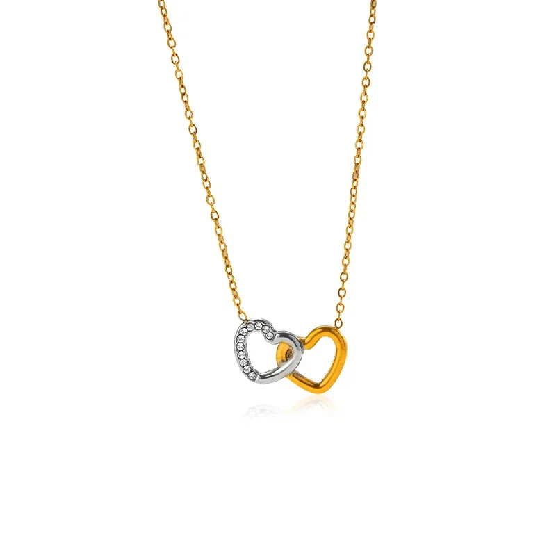 Interlinked 316 Stainless Steel Heart Pendant Necklace