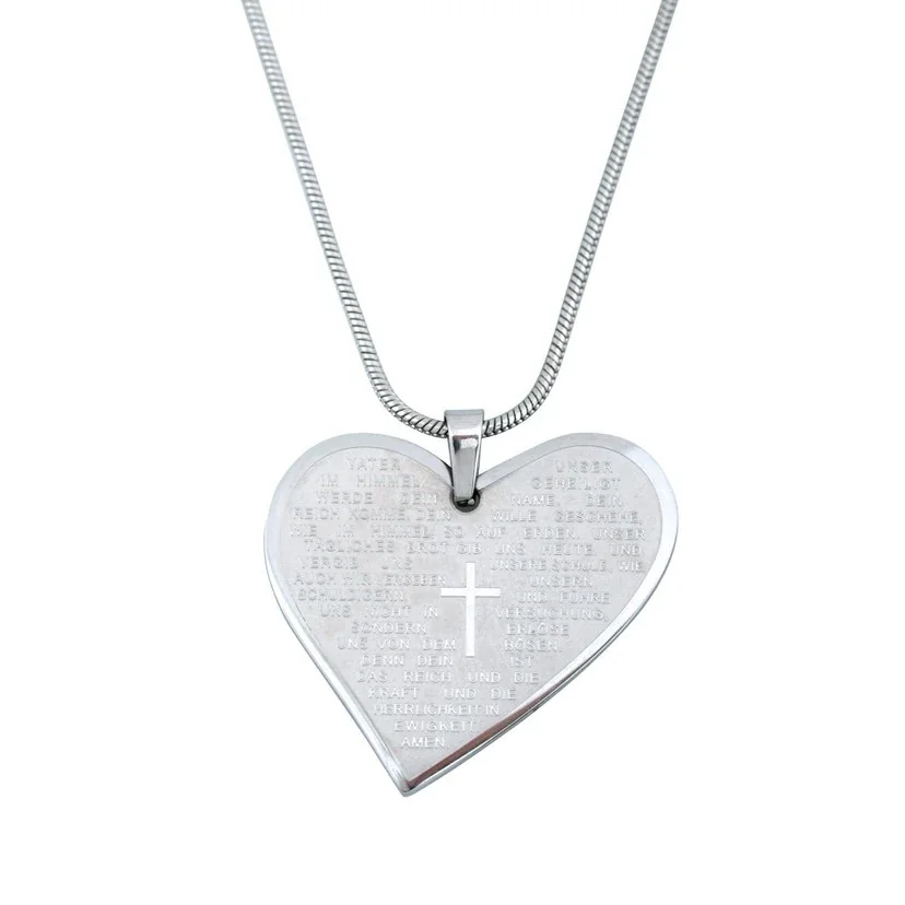 Interlinked 316 Stainless Steel Heart Pendant Necklace - Stainless Steel Heart