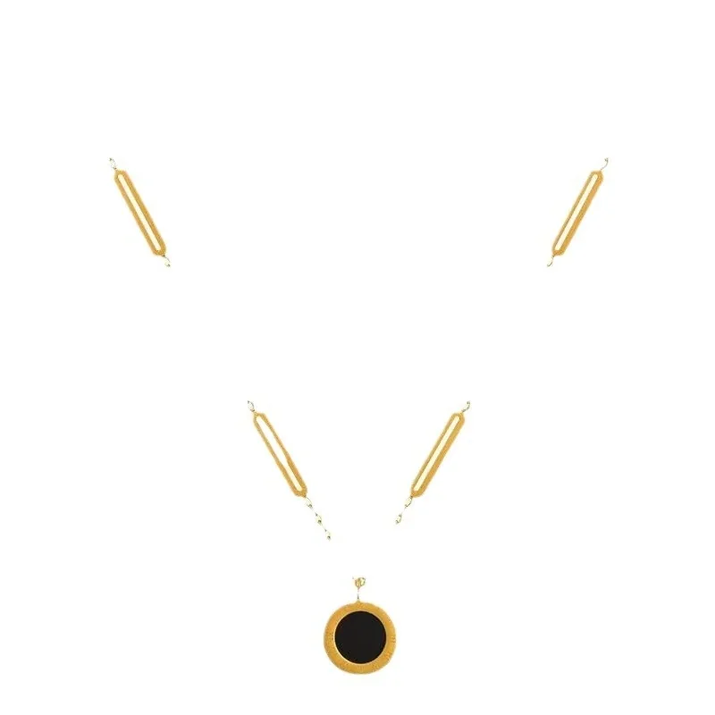 Roman Numeral Disc Open-Link Necklace, Plated Stainless Steel