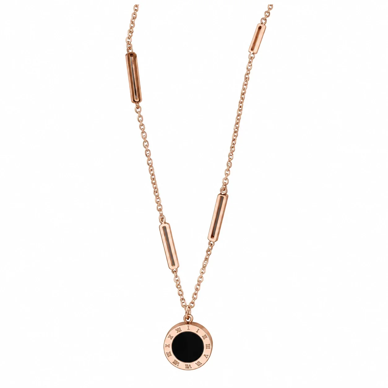 Produktfoto: Roman Numeral Disc Open-Link Necklace, Plated Stainless Steel