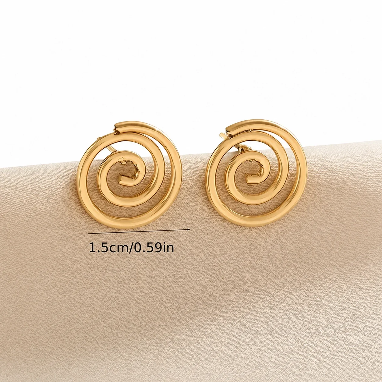 Polished Gold-Plated 316 Stainless Steel Spiral Stud Earrings
