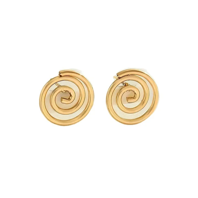 Polished Gold-Plated 316 Stainless Steel Spiral Stud Earrings