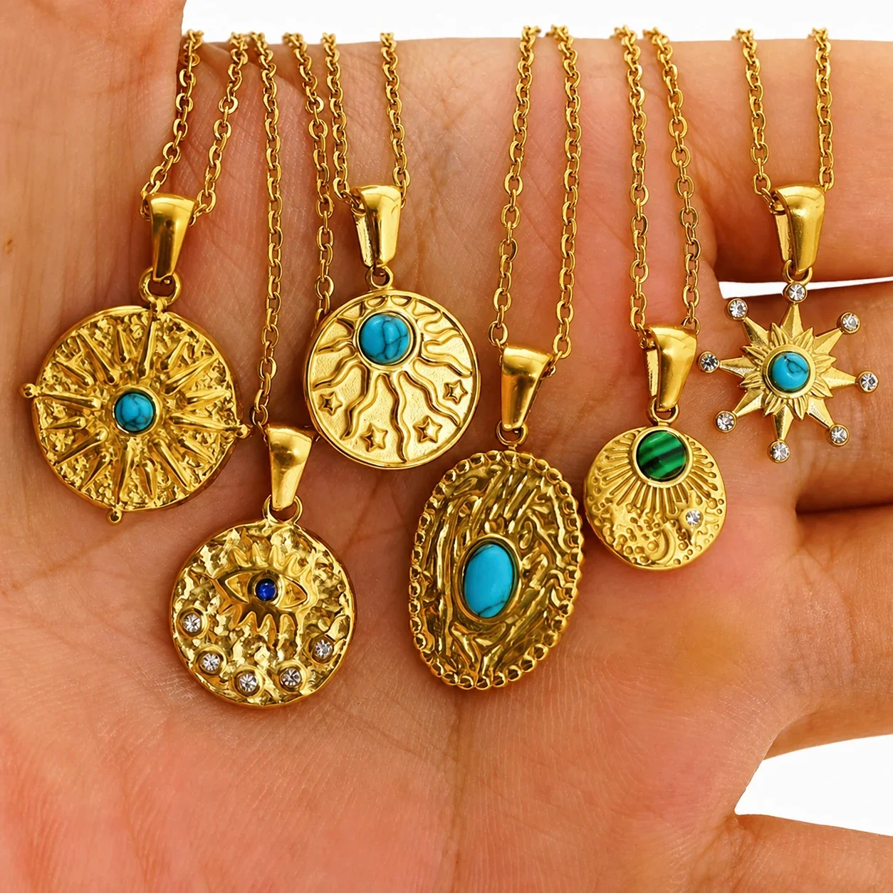 Radiant Gold-Plated Sun Disc Pendant Necklace
