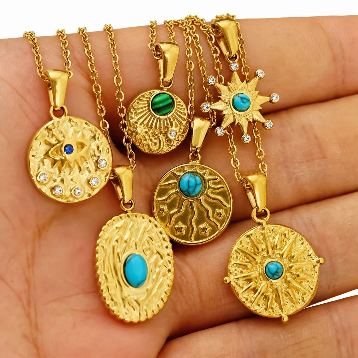Radiant Gold-Plated Sun Disc Pendant Necklace