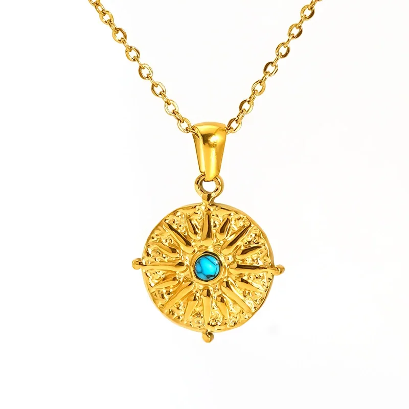 Radiant Gold-Plated Sun Disc Pendant Necklace
