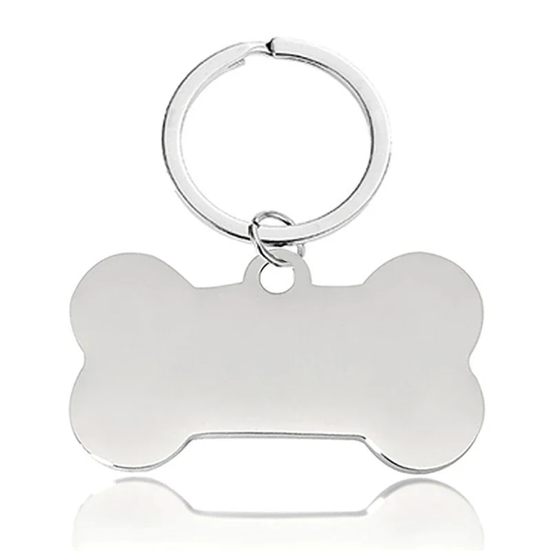 Keyring with Blank Bone Pendant, Stainless Steel