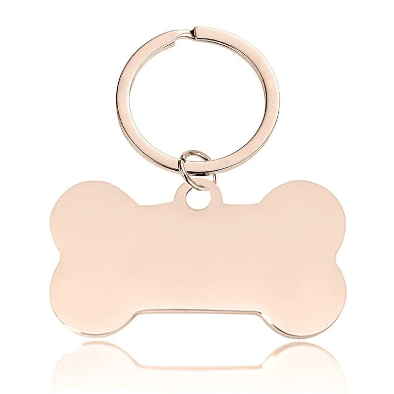 Keyring with Blank Bone Pendant, Stainless Steel