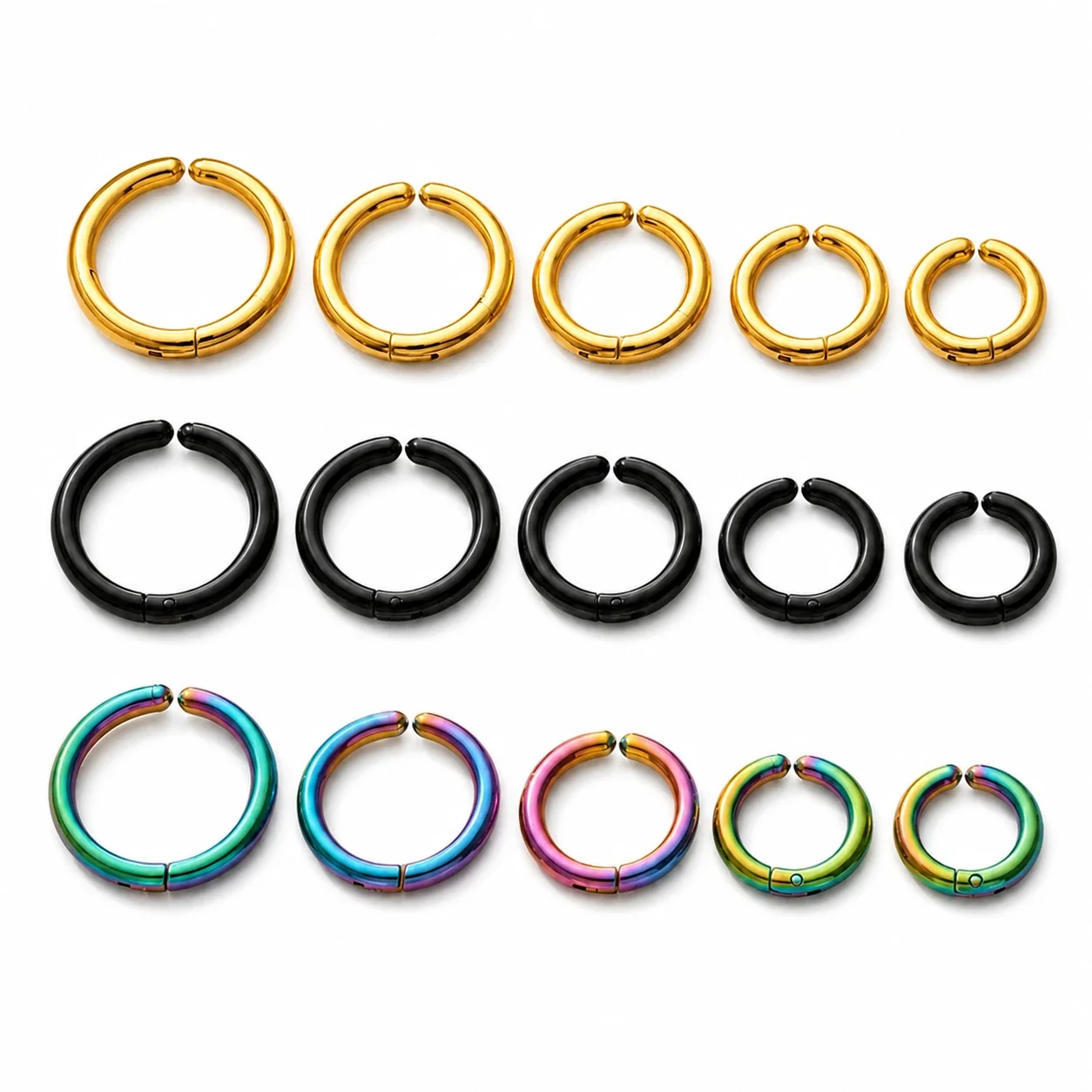Polished 316L Rounded Hinged Huggie Hoop Earrings