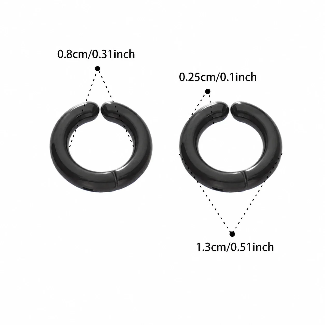 Polished 316L Rounded Hinged Huggie Hoop Earrings - Rainbow 8 mm Inner Diameter