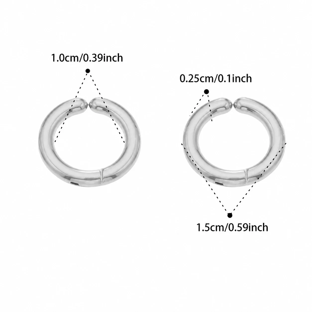 Polished 316L Rounded Hinged Huggie Hoop Earrings - Silver 10 mm Inner Diameter