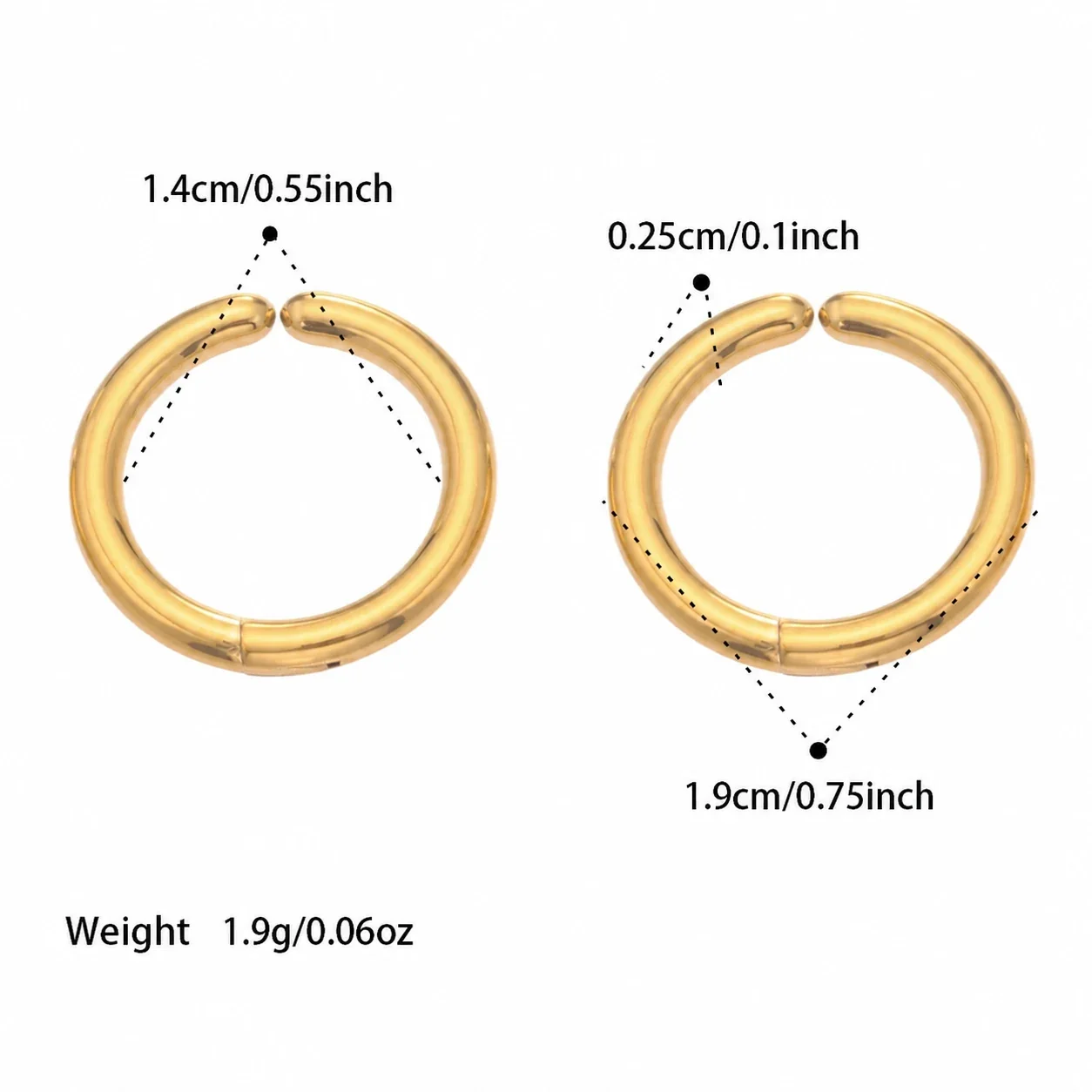 Polished 316L Rounded Hinged Huggie Hoop Earrings - Silver 14 mm Inner Diameter
