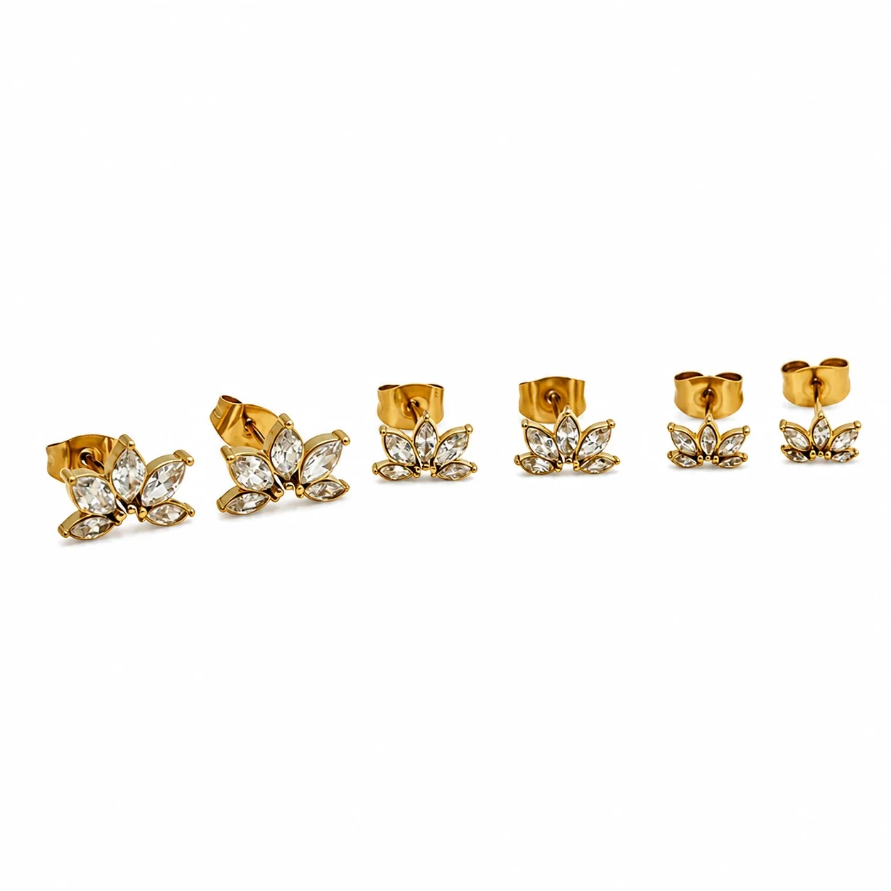 Delicate 316 Stainless Steel Lotus CZ Stud Earrings