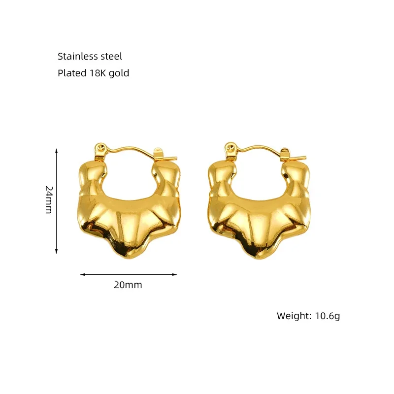 Bohemian Gold-Plated Heart Lattice Huggie Hoop Earrings - Gold Lattice Diamond