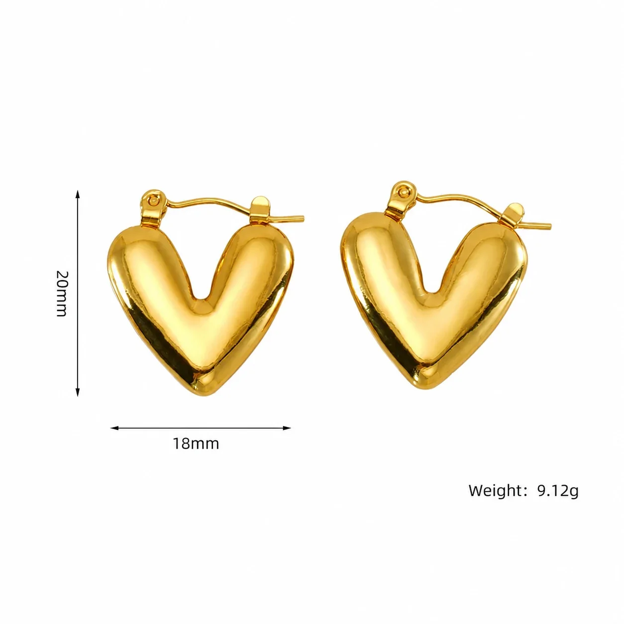 Bohemian Gold-Plated Heart Lattice Huggie Hoop Earrings - Gold Heart Eye