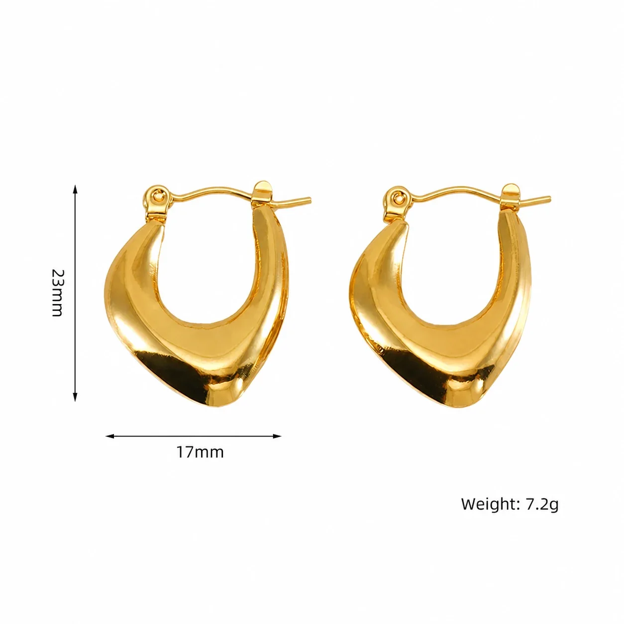 Bohemian Gold-Plated Heart Lattice Huggie Hoop Earrings - Gold Ribbed Croissant