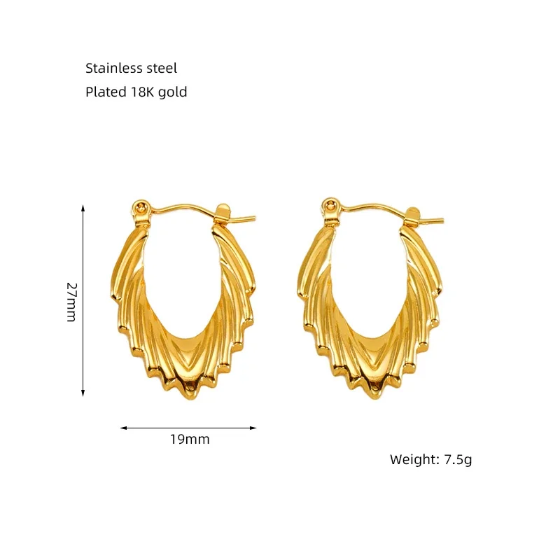 Bohemian Gold-Plated Heart Lattice Huggie Hoop Earrings - Gold Fan Ribbed