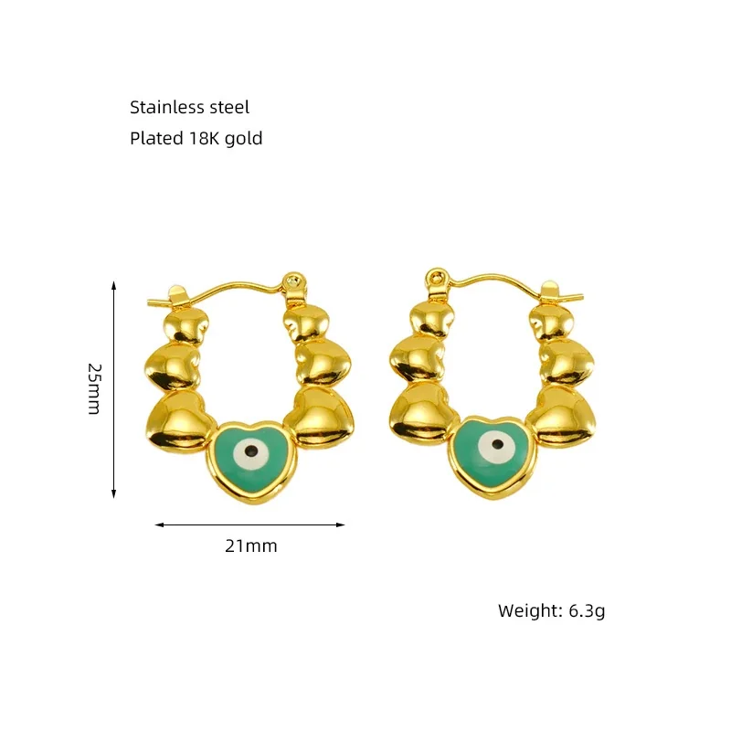 Bohemian Gold-Plated Heart Lattice Huggie Hoop Earrings - Gold Teardrop Dome