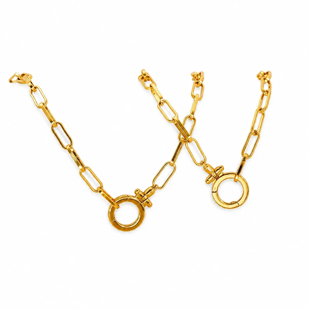 Polished 18K Gold-Plated Paperclip Toggle Chain Necklace