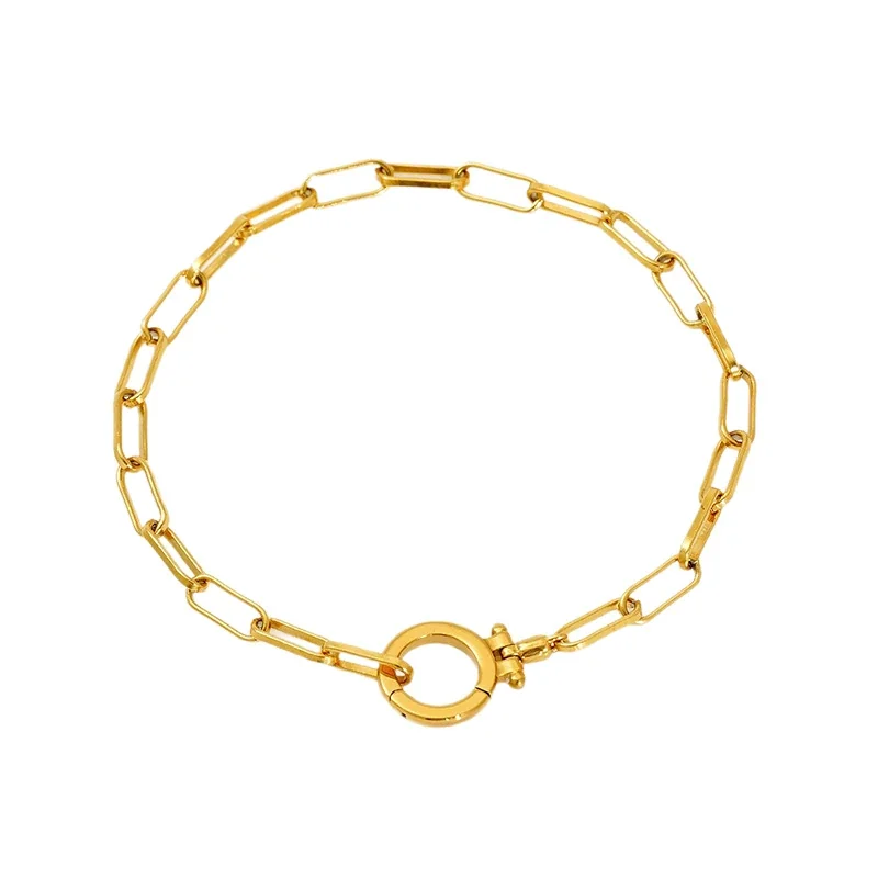 Polished 18K Gold-Plated Paperclip Toggle Chain Necklace