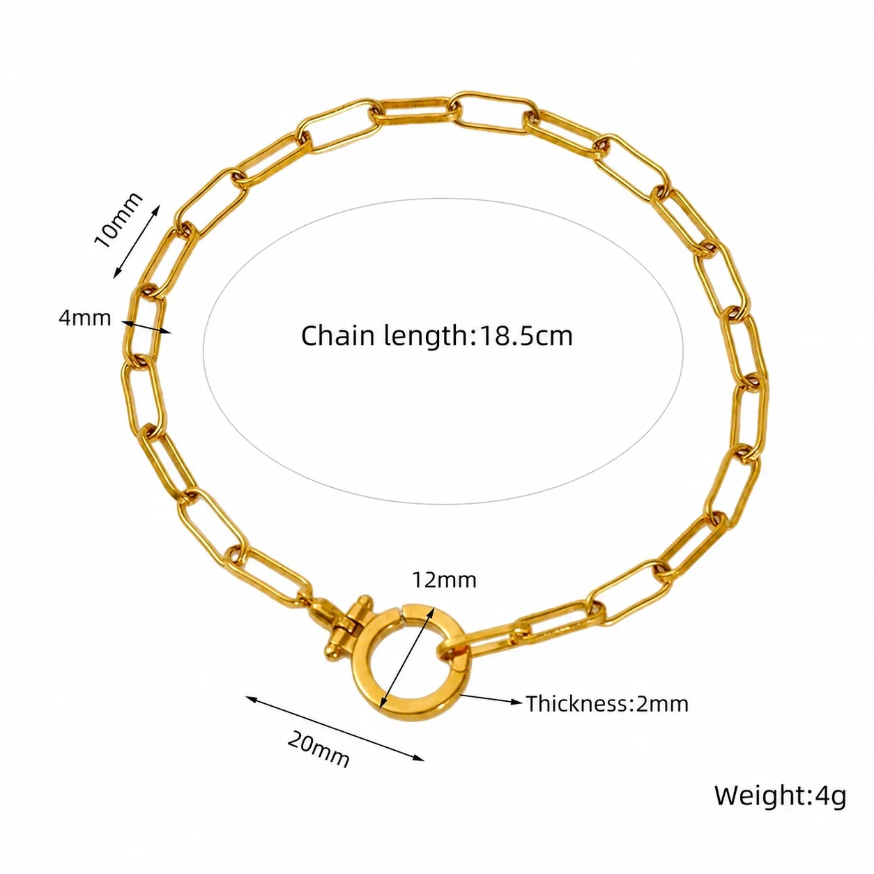 Polished 18K Gold-Plated Paperclip Toggle Chain Necklace - Gold