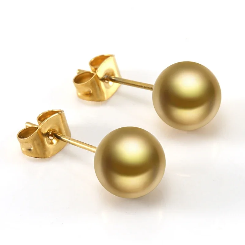 Lustrous Gold-Plated Stainless Steel Pearl & CZ Stud Earrings